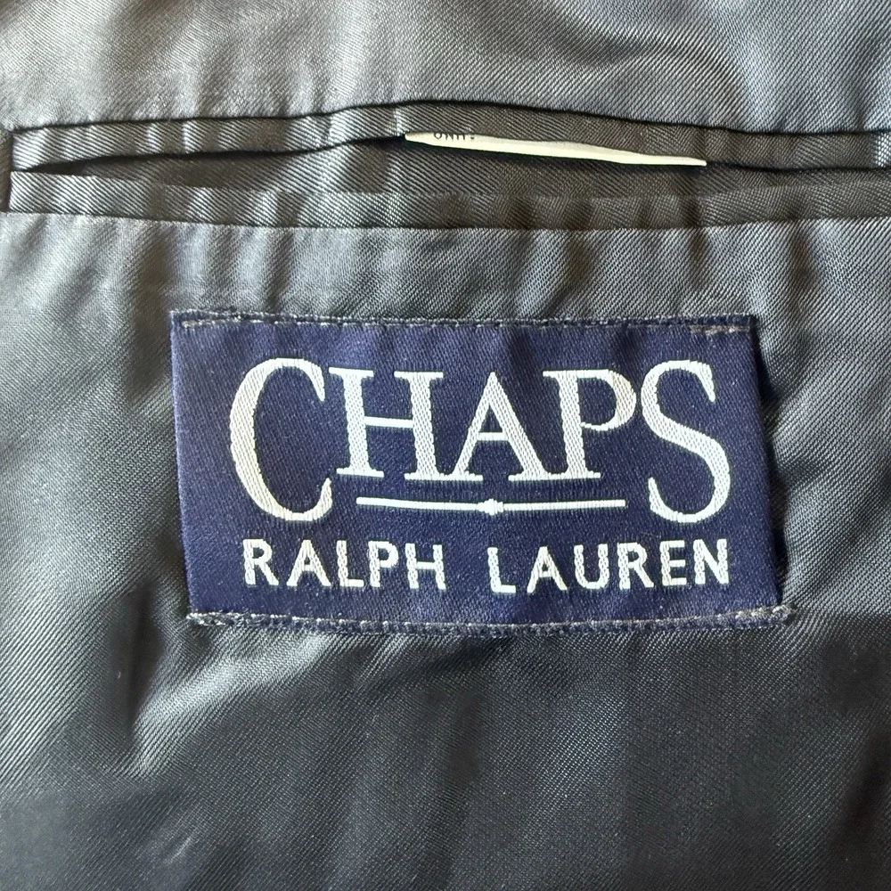 Vtg Chaps‎ Ralph Lauren Blazer Jacket 44S Navy Blue Wool Gold Buttons Sport Coat